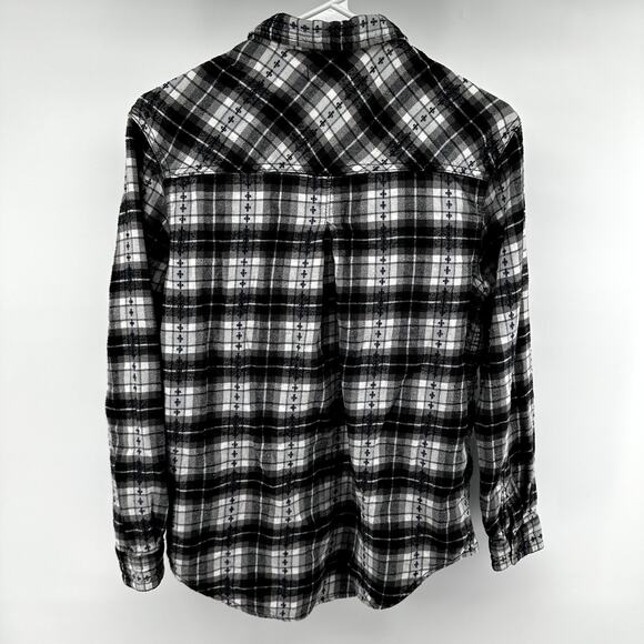 Urban Outfitters BDG Flannel Button Down Shirt Plaid Pocket Black White S - Picture 5 of 5